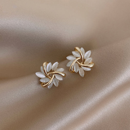 Cat Eye Effect Sunflower Drop Earrings