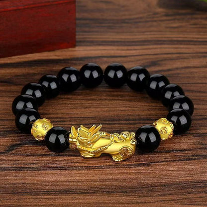 Pixiu Charm Obsidian Beaded Bracelet