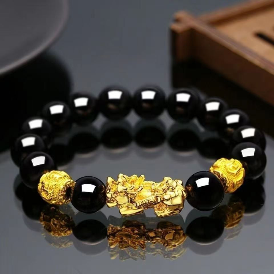 Pixiu Charm Obsidian Beaded Bracelet
