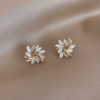 Cat Eye Effect Sunflower Drop Earrings