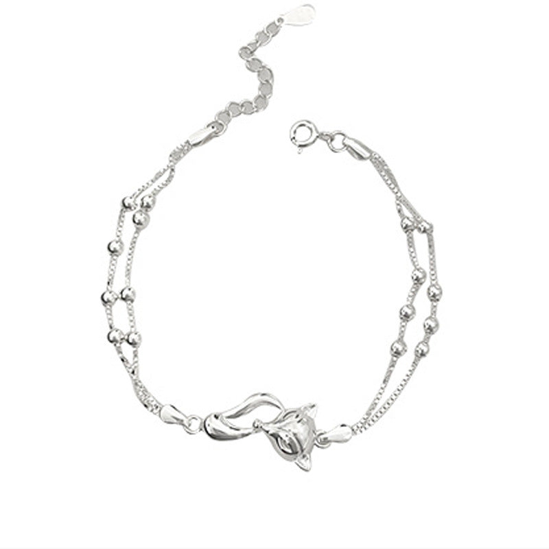 Fox Charm Double Layer Bracelet with Beaded Design