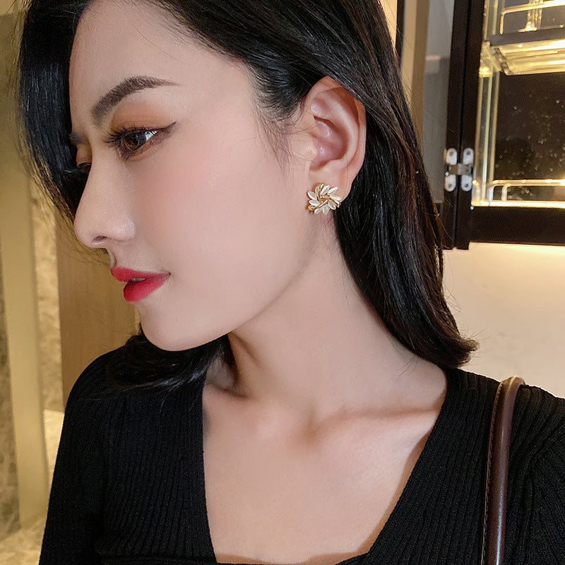 Cat Eye Effect Sunflower Drop Earrings