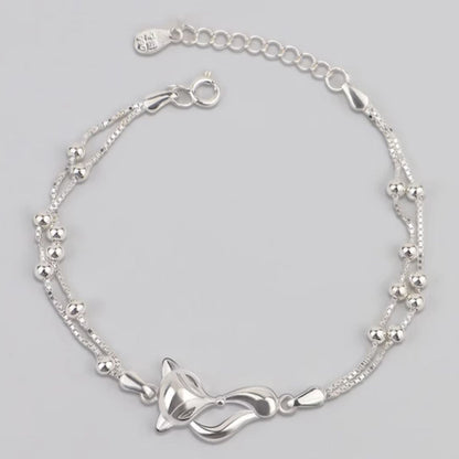Fox Charm Double Layer Bracelet with Beaded Design