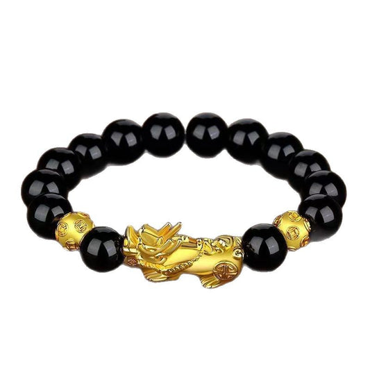 Pixiu Charm Obsidian Beaded Bracelet