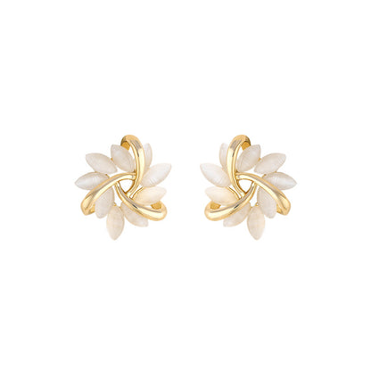 Cat Eye Effect Sunflower Drop Earrings